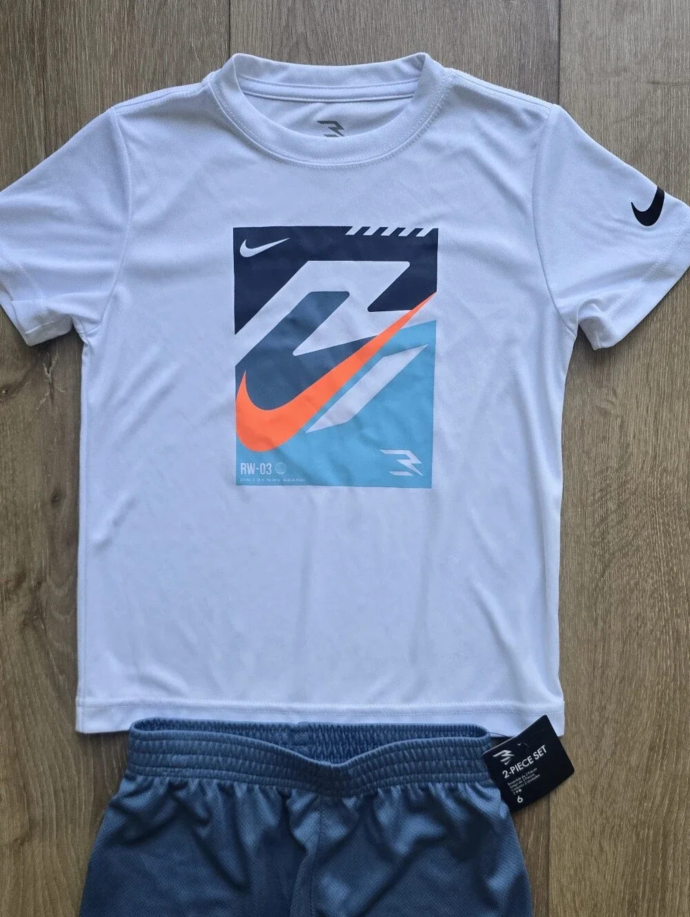 NWT Nike 3BRAND Russell Wilson Boys Dri FIT 2pc T Shirt Shorts Set Size 5 6 M